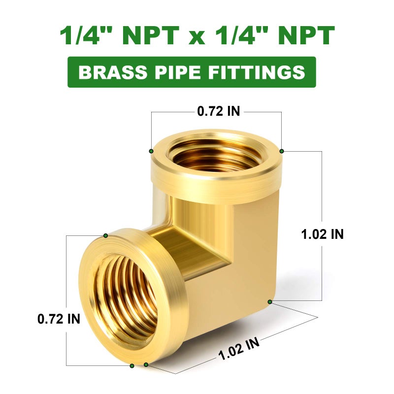 TAISHER 5pcs 90 Degree Barstock Street Elbow, 1/4 Inch NPT Female Pipe to 1/4 Inch NPT Female Brass Pipe Fitting - Image 4